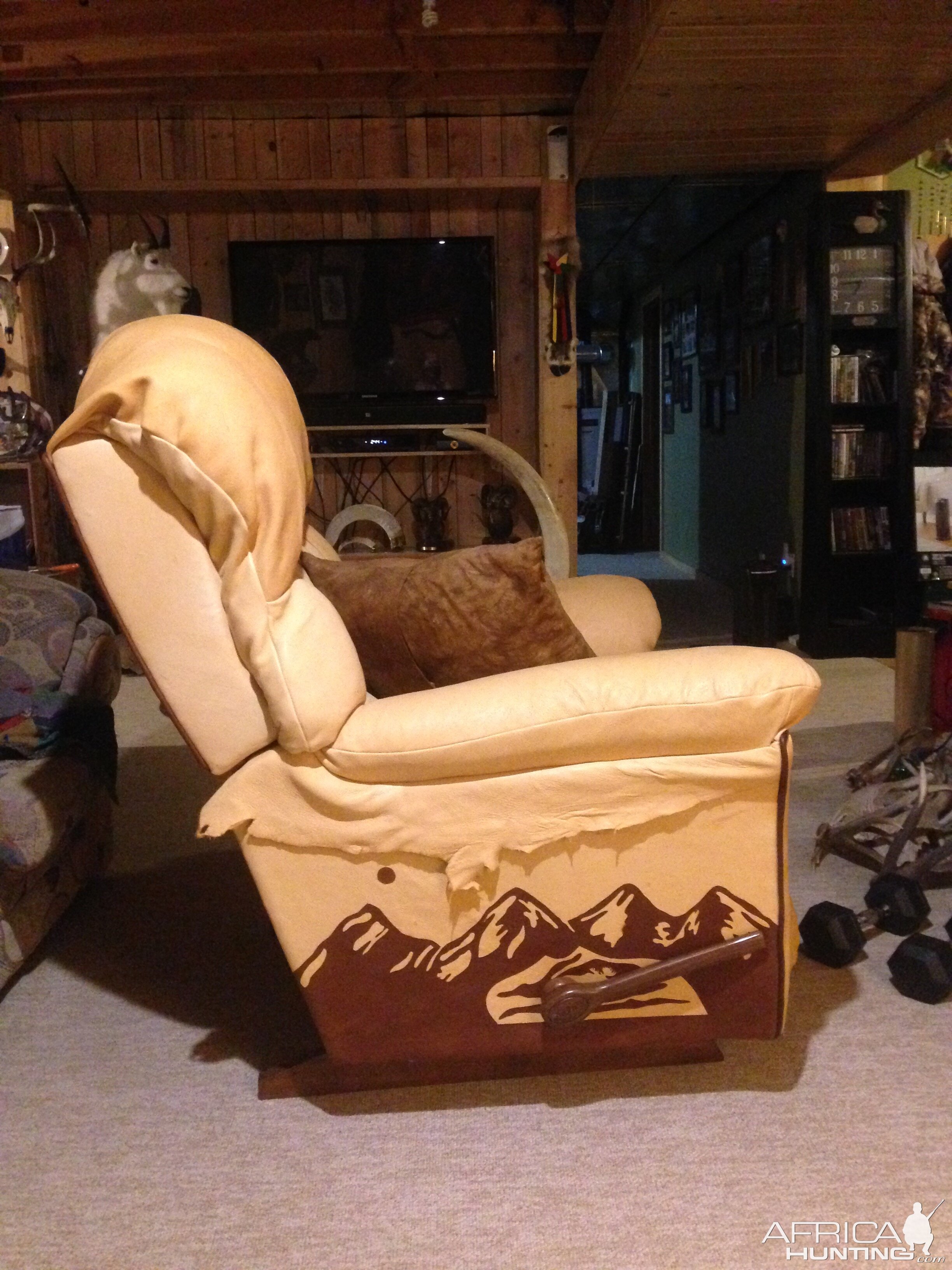 Recliner Chair made with Moose, Elk & Caribou tanned hides