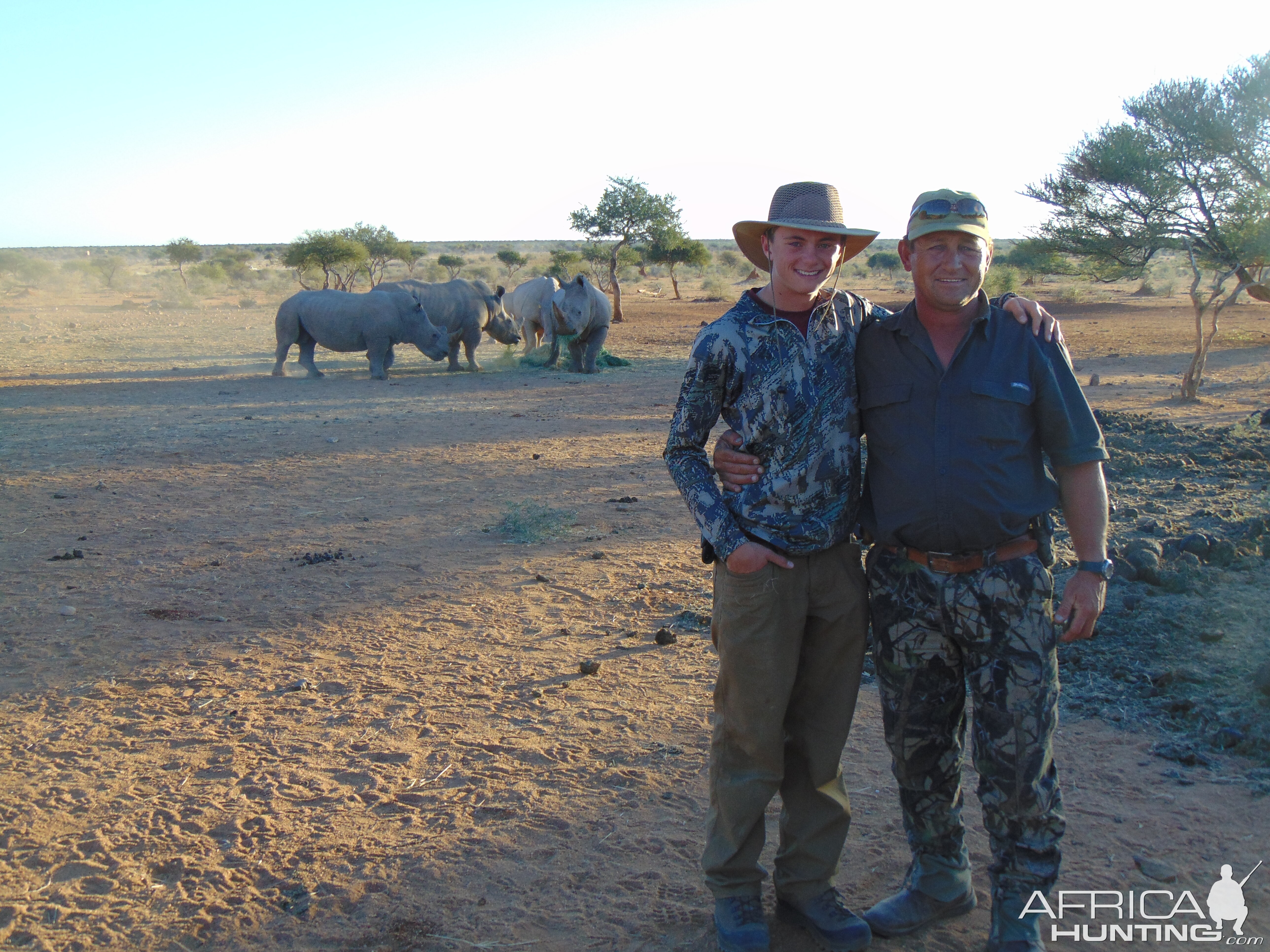 Relaxing with Rhino's in the background