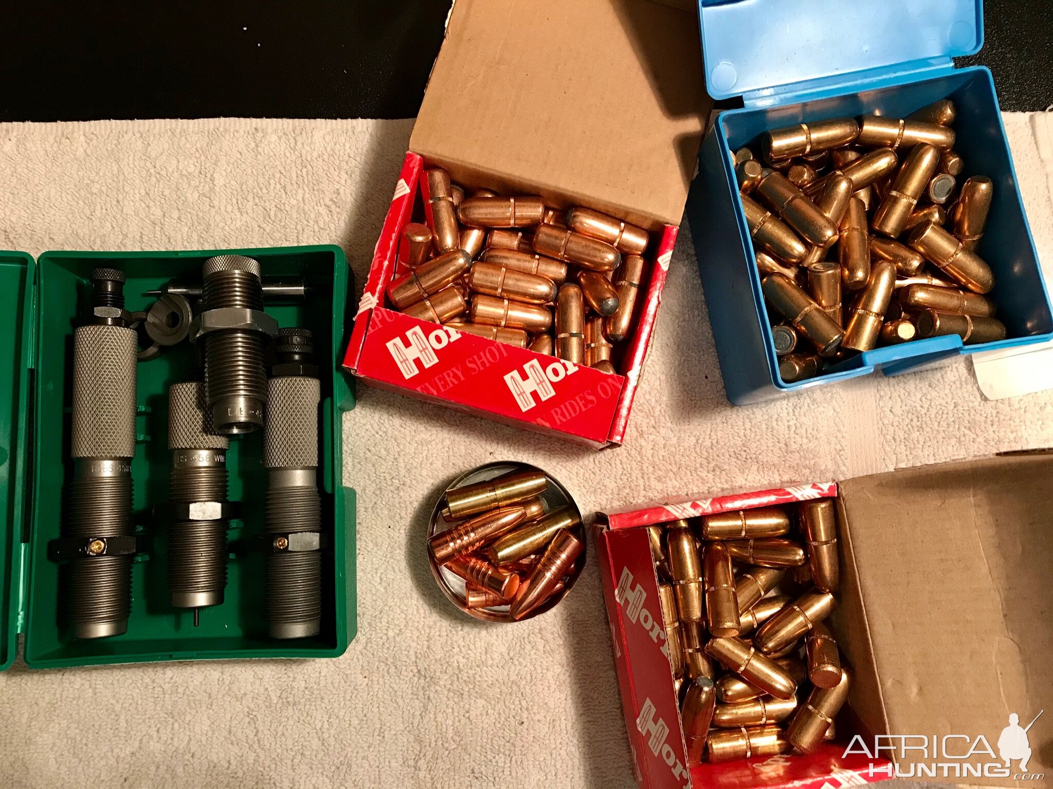 Set of RCBS Dies with shell holder and Lee FCD & Bullets to reload