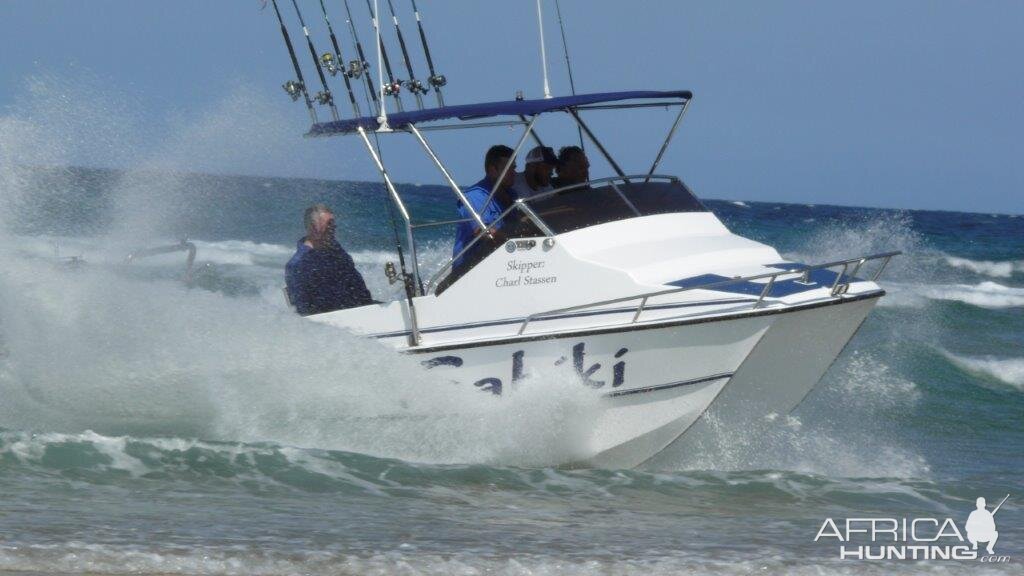 Skipper and crew coming in for beach landing.