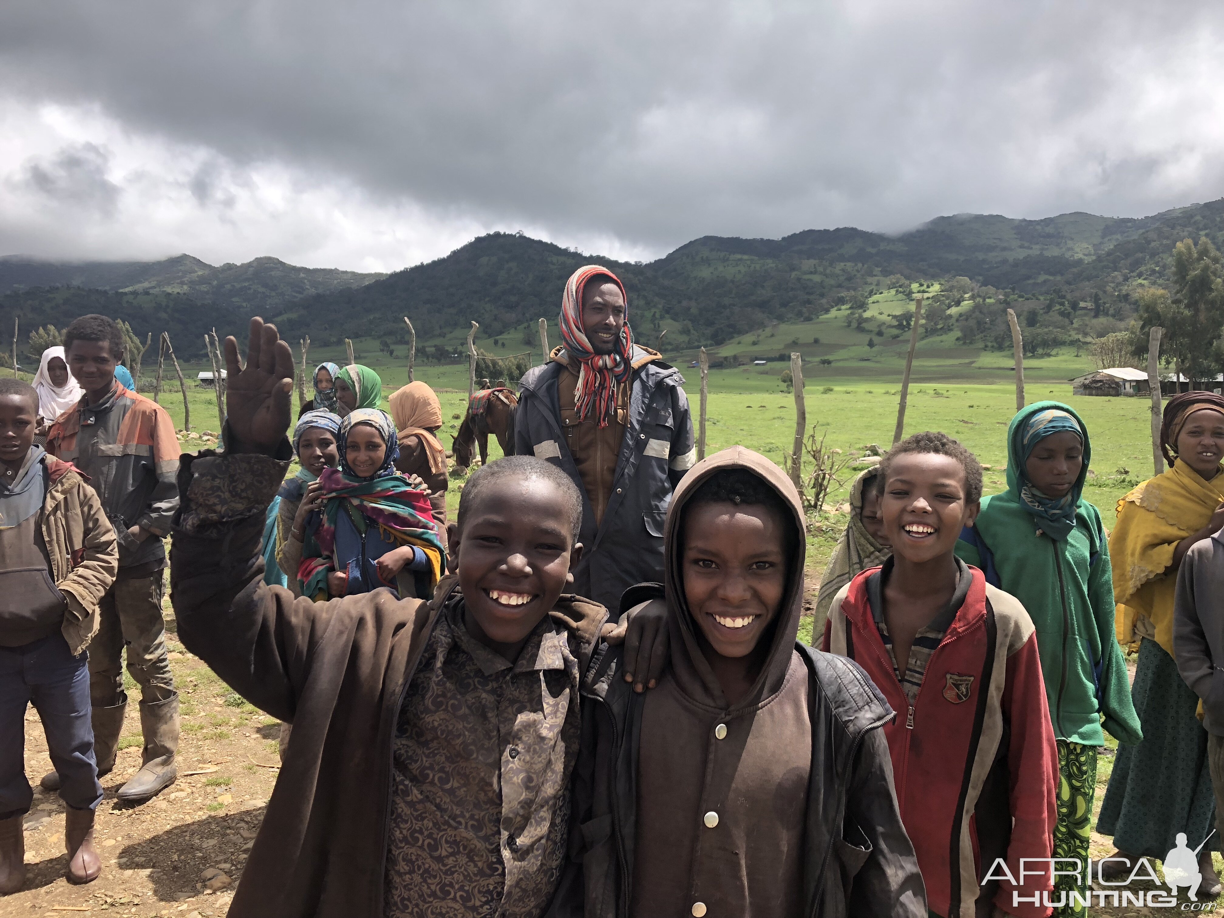 Some children in the mountain village