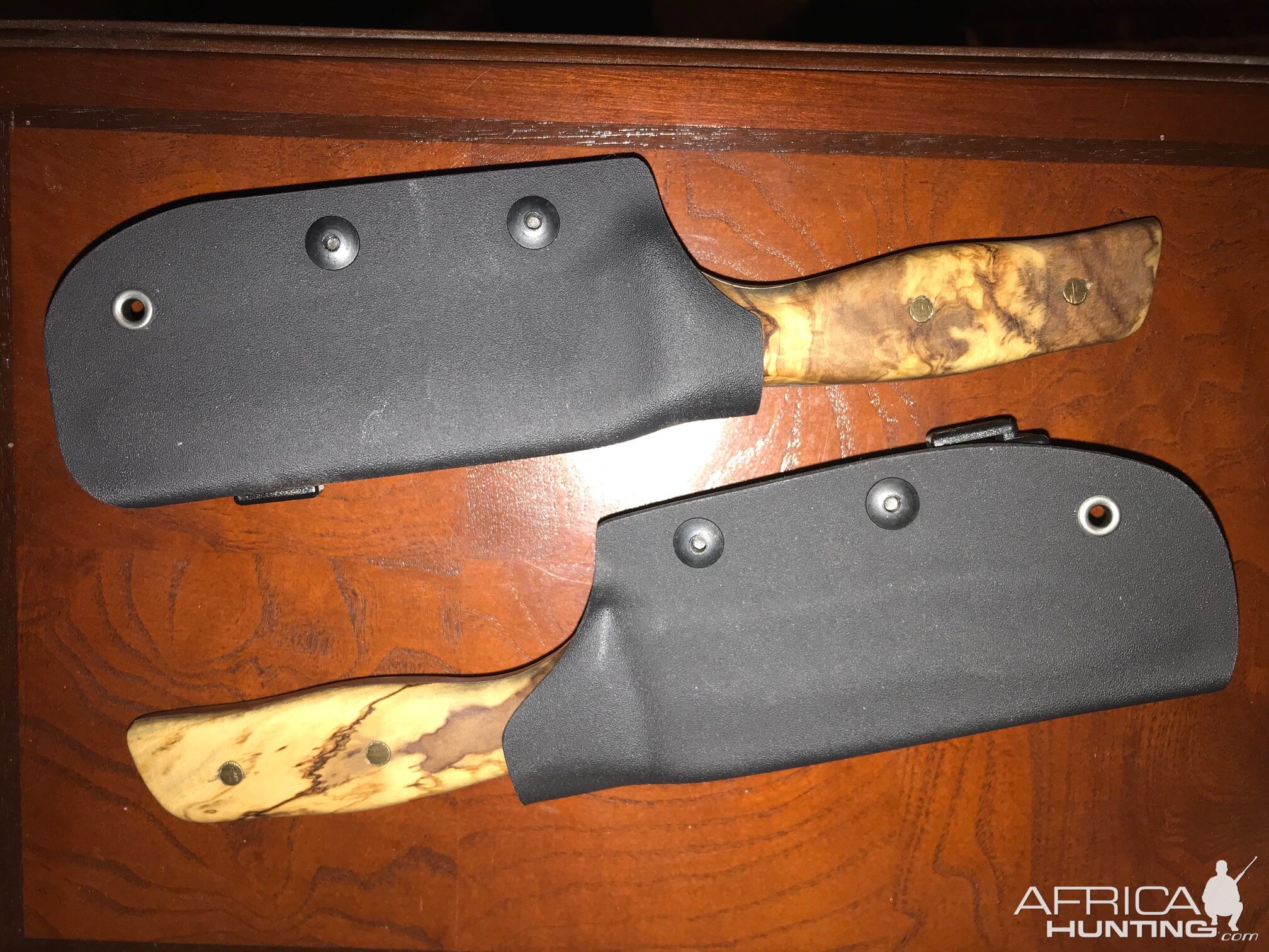 Spear Point Knives with African Wild Olive handles