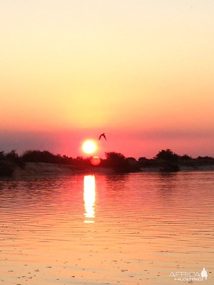 Sunset on the Zambezi river