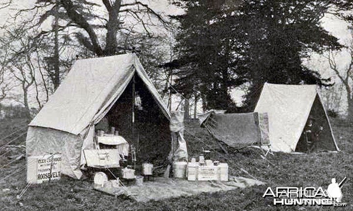 Theodore Roosevelt, the camping ground at Wapiti Plains in East Africa, Ken