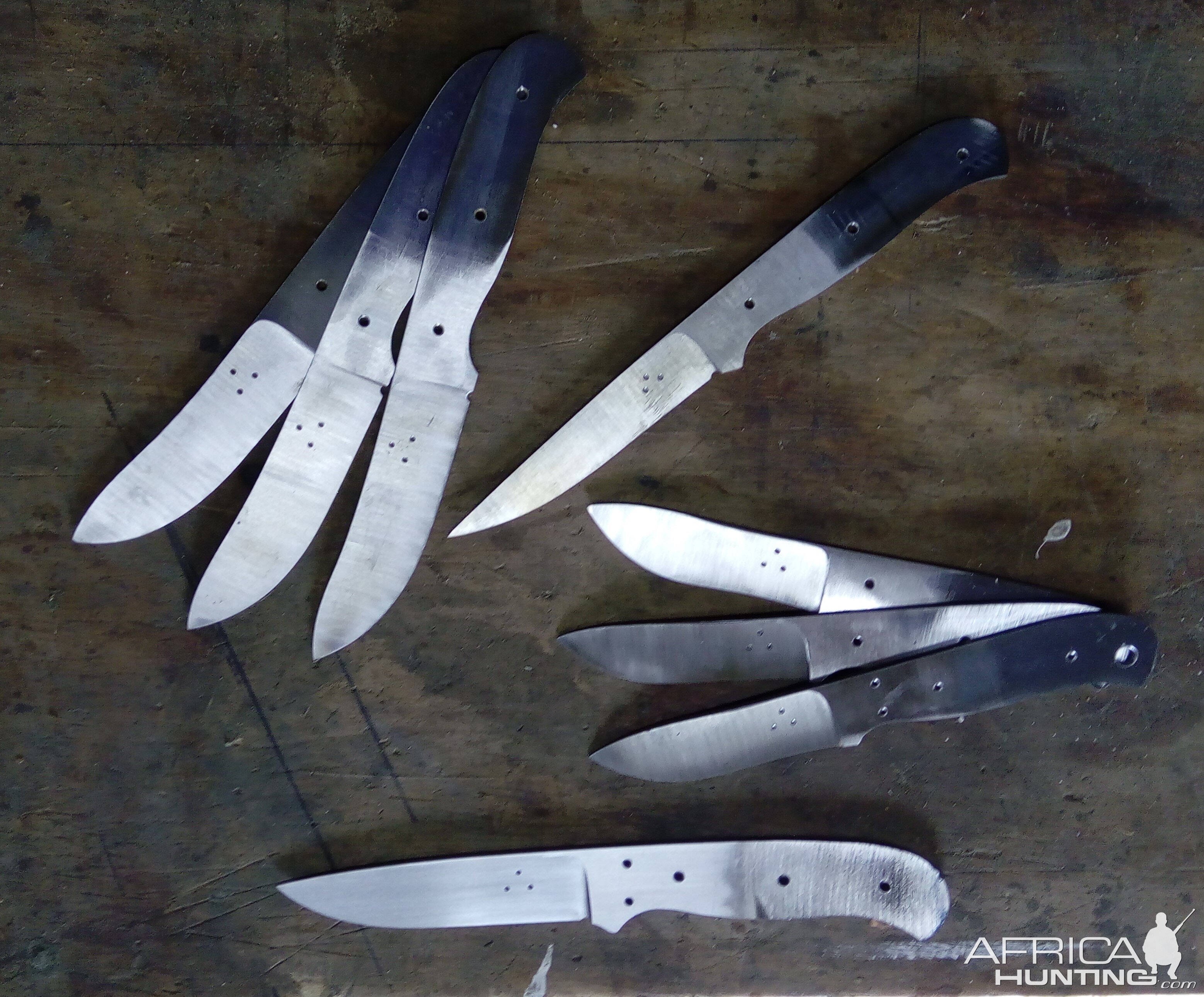 Three Skinners, three classic mini Skinners, a Boner and a Safari Knife