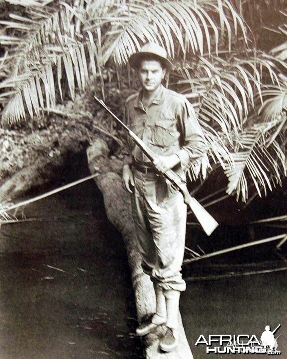 Tony Sanchez-Arino on his first elephant hunt in Gabon, 1952