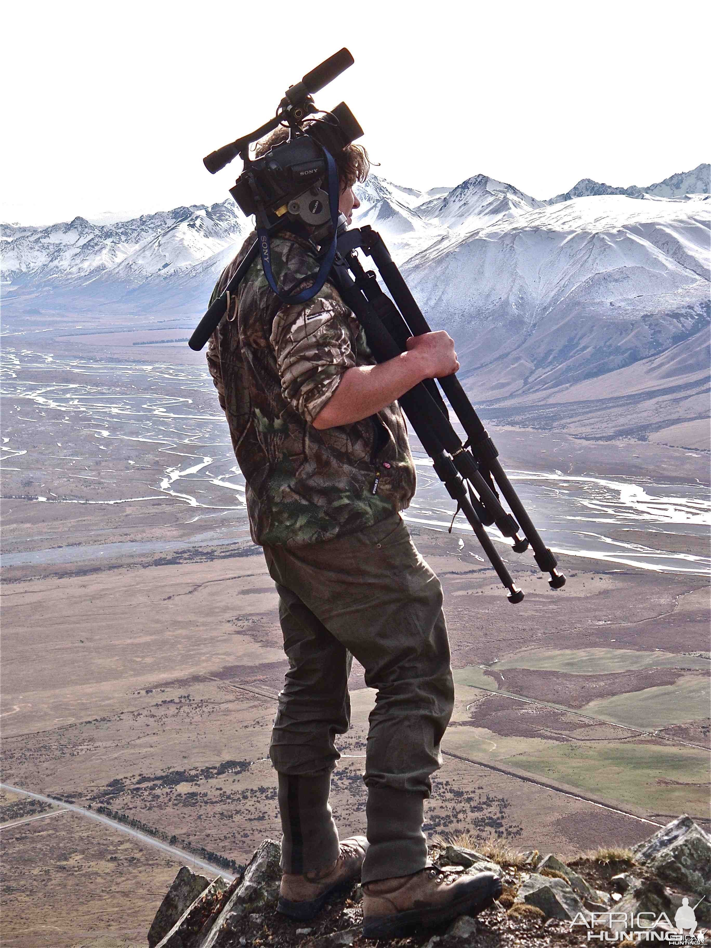 Up high filming Tahr