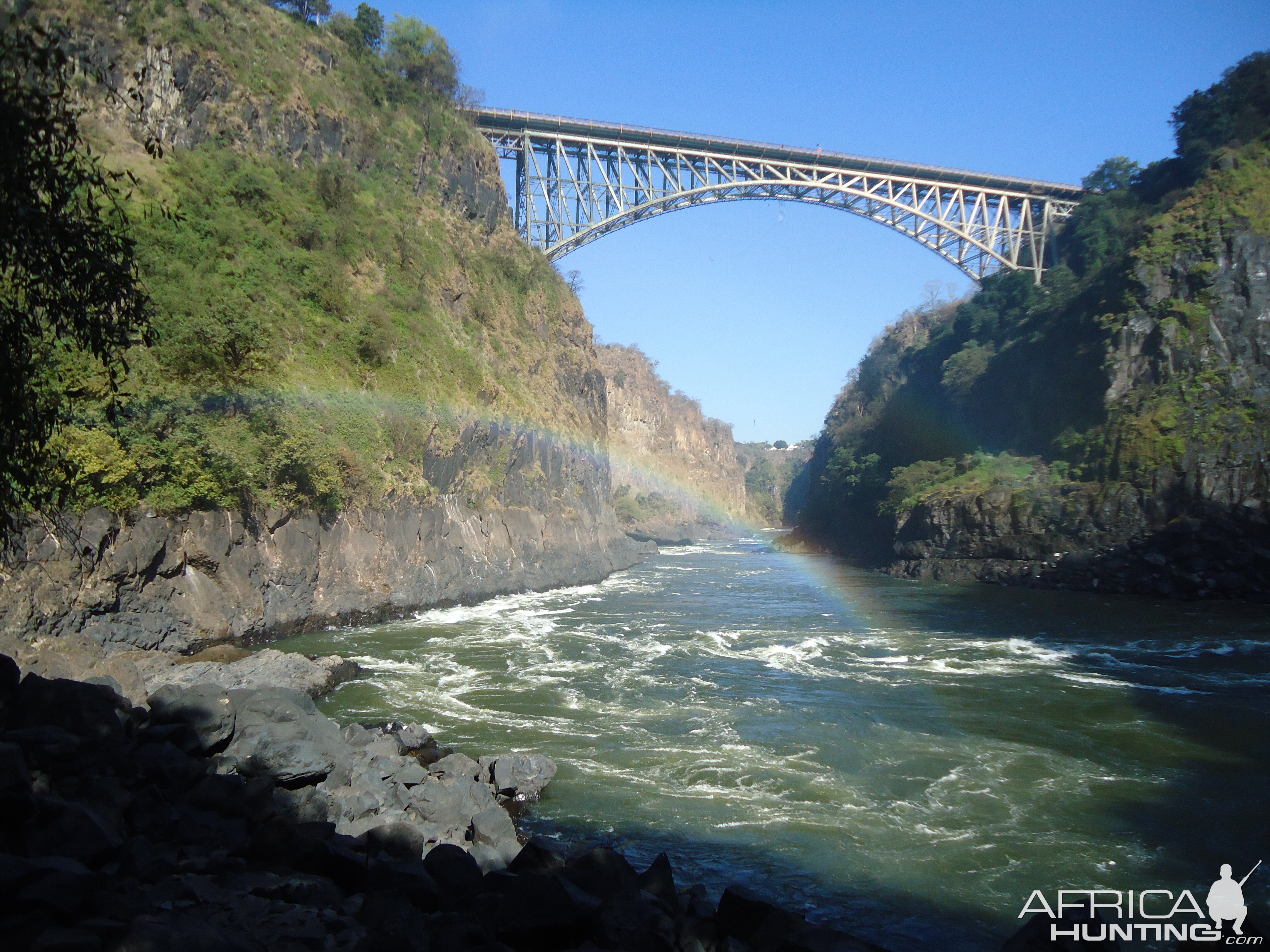 View of Historical Bridge from Zambezi rivers edge