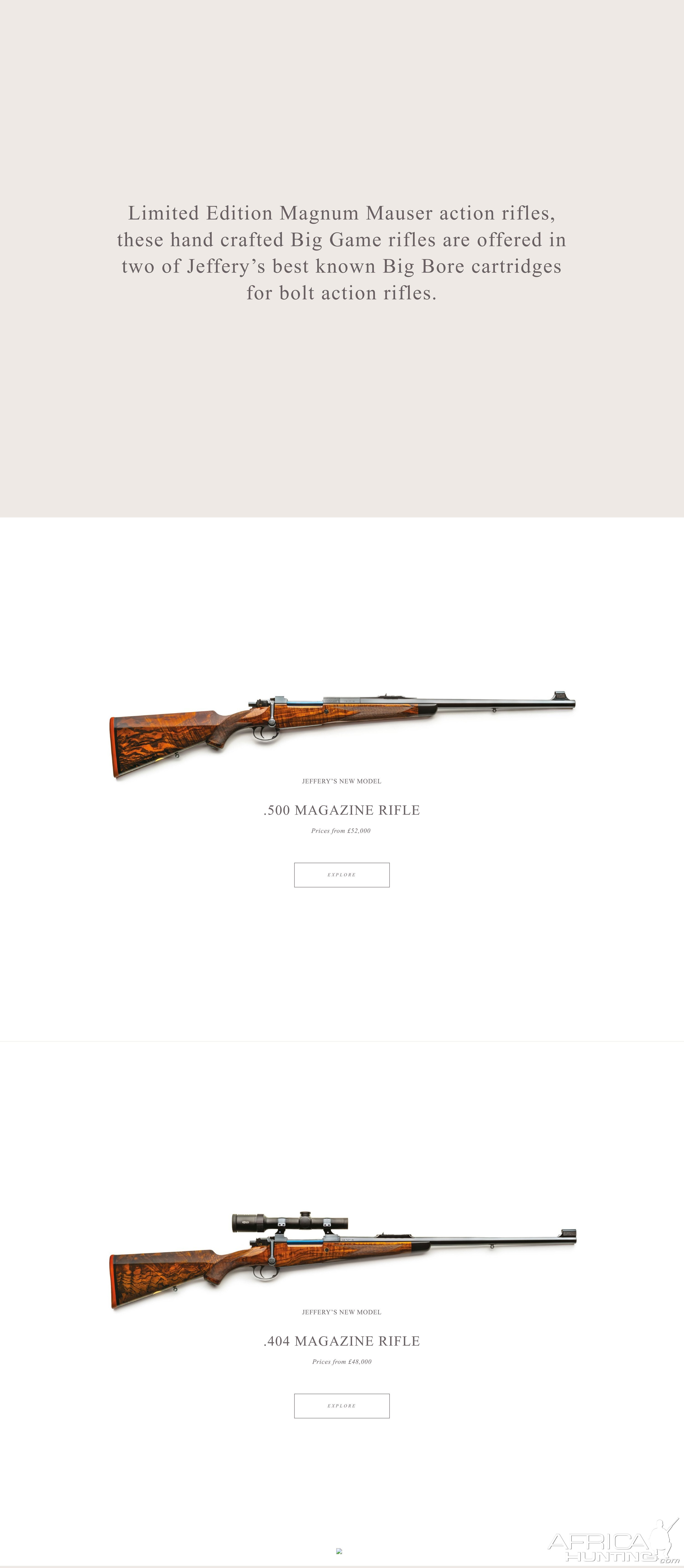 W.J. Jeffery Limited Edition Magnum Mauser Action Rifles