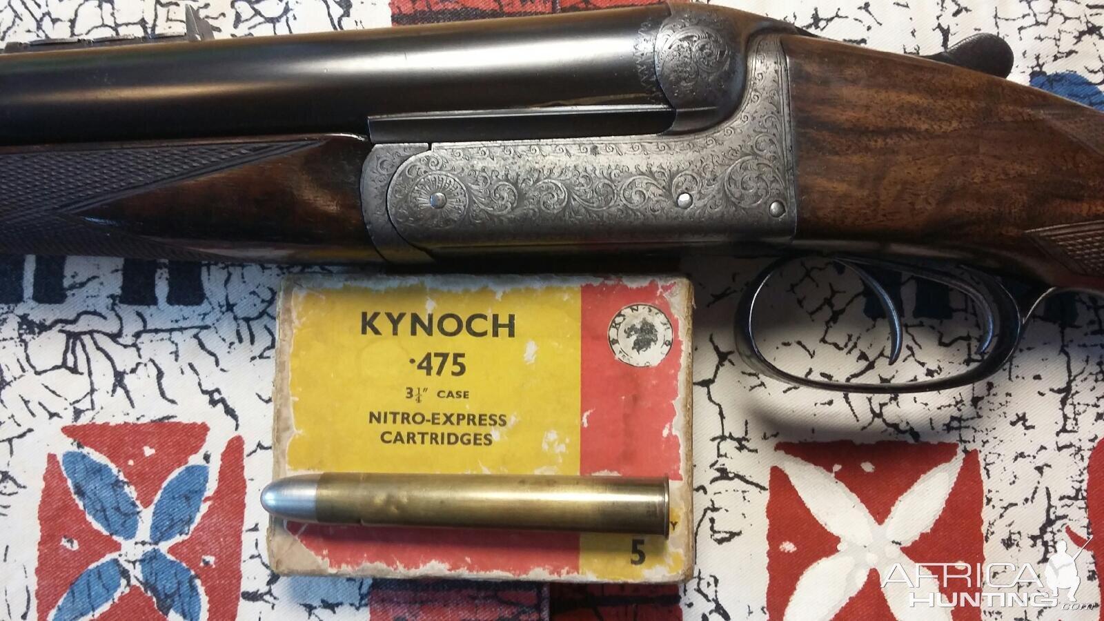 WW1 vintage double in .475NE Straight and pre-WW2 ICI Kynoch 480 grain cupernickle solid